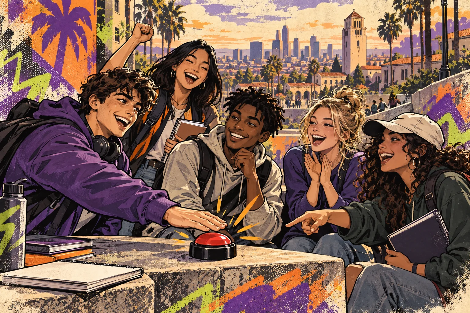 Illustration: Schüler und Studierende in ihrer Freizeit